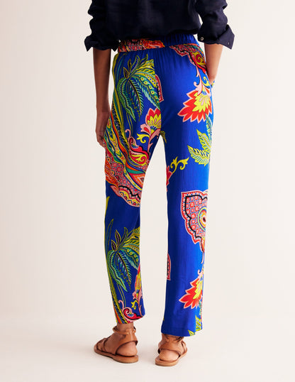 Crinkle Tapered Pants-Multi, Painterly Paisley