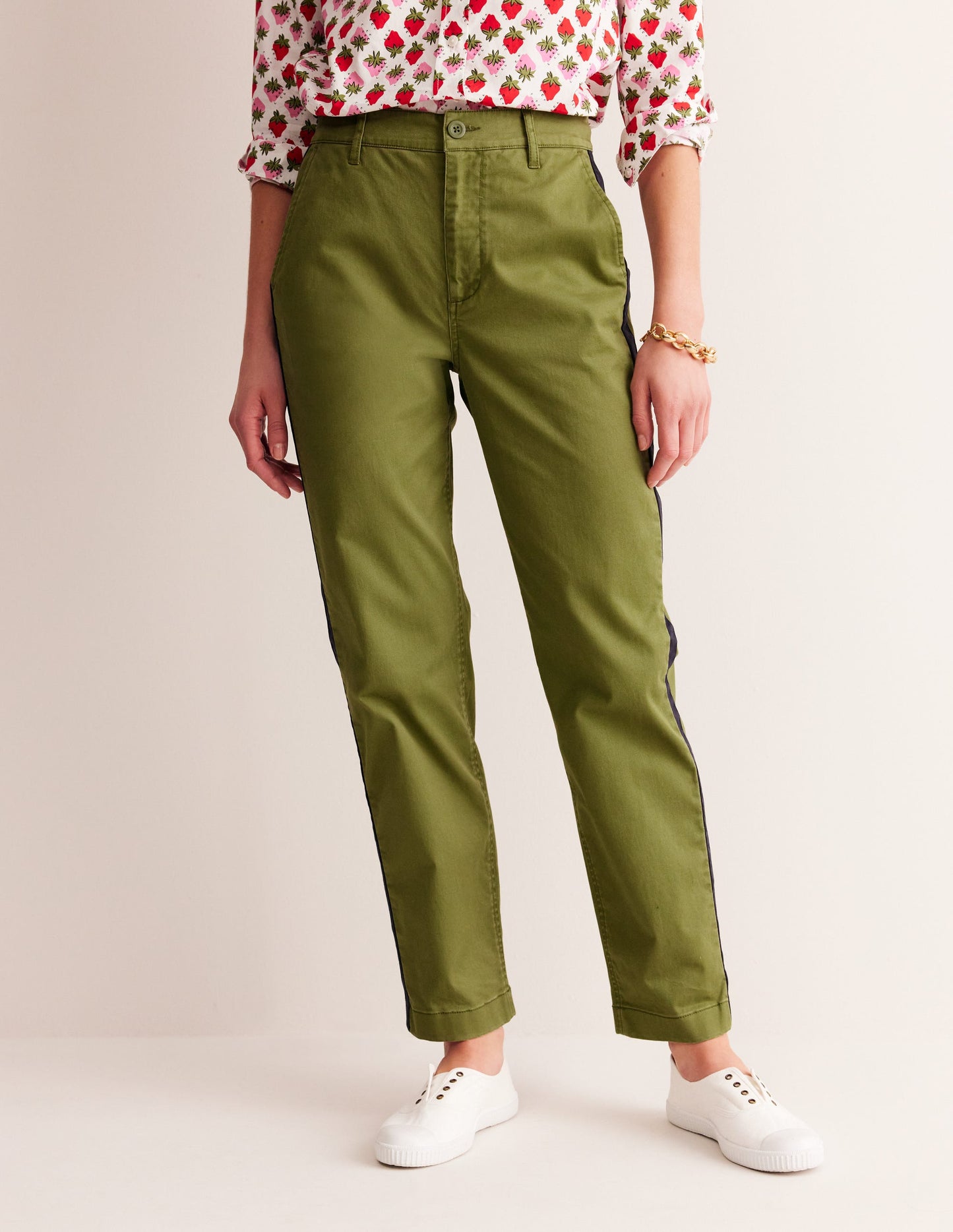 Barnsbury Chino Pants-Khaki Navy Side Stripe