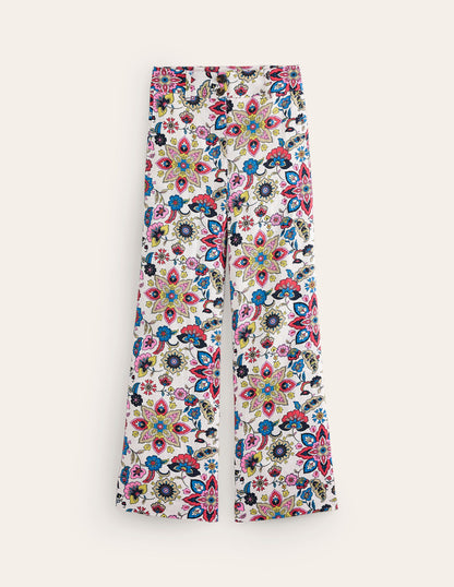 Westbourne Linen Pants-Ivory, Botanical Sprig