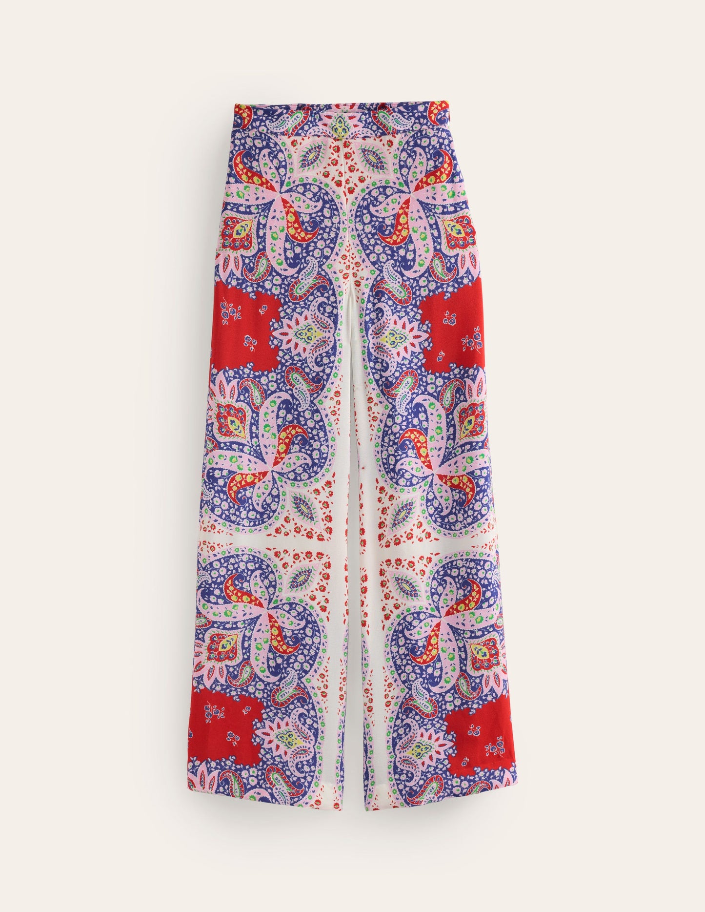 Palazzo Fluid Crepe Pants-Rubicondo, Ornate Paisley