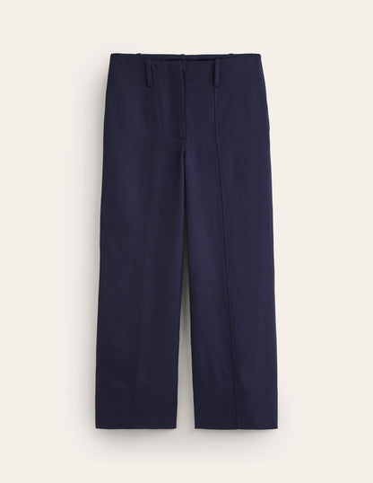 Cropped Twill Pants-Navy