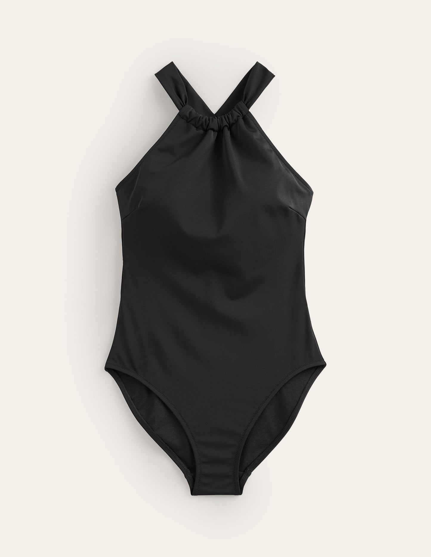 Gather Cross-back Swimsuit-Black