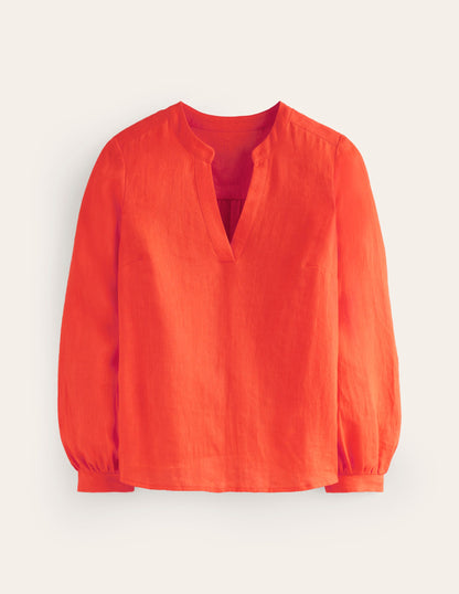 Alice Linen Top-Mandarin Orange