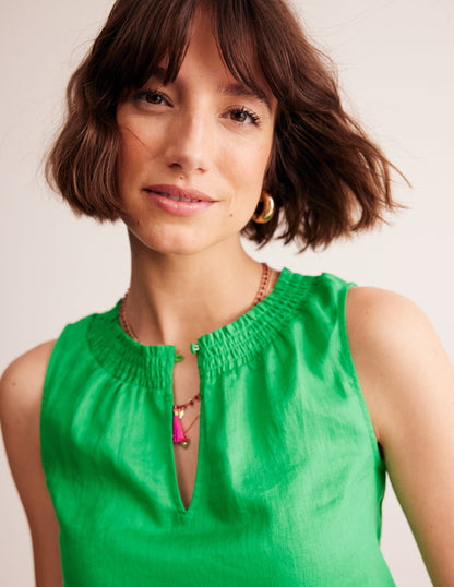 Georgia Linen Sleeveless Top-Bright Green