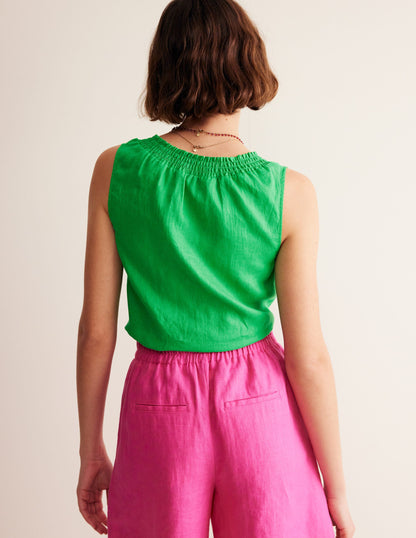 Georgia Linen Sleeveless Top-Bright Green