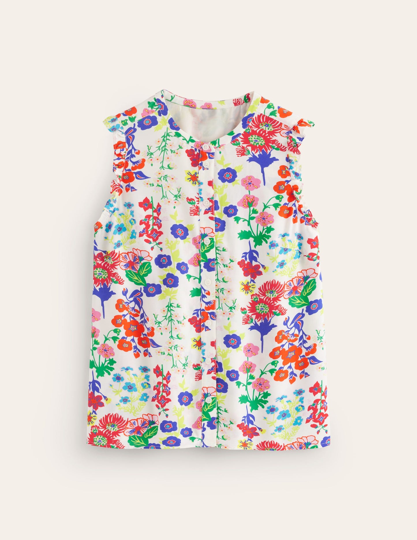 Alicia Button Down Top-Multi, Wildflower Cluster