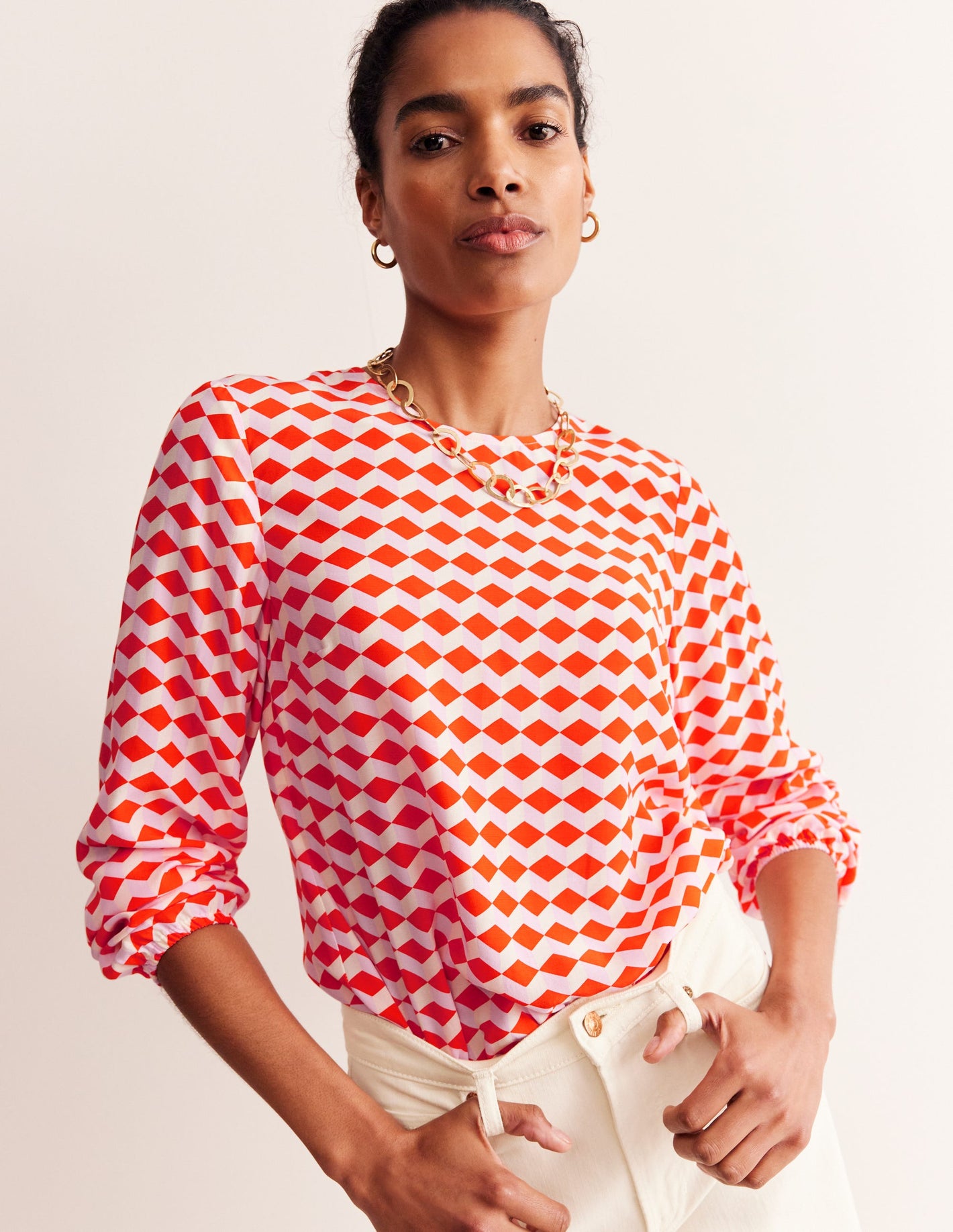 Easy Printed Top-Mandarin Red, Diamond Cube