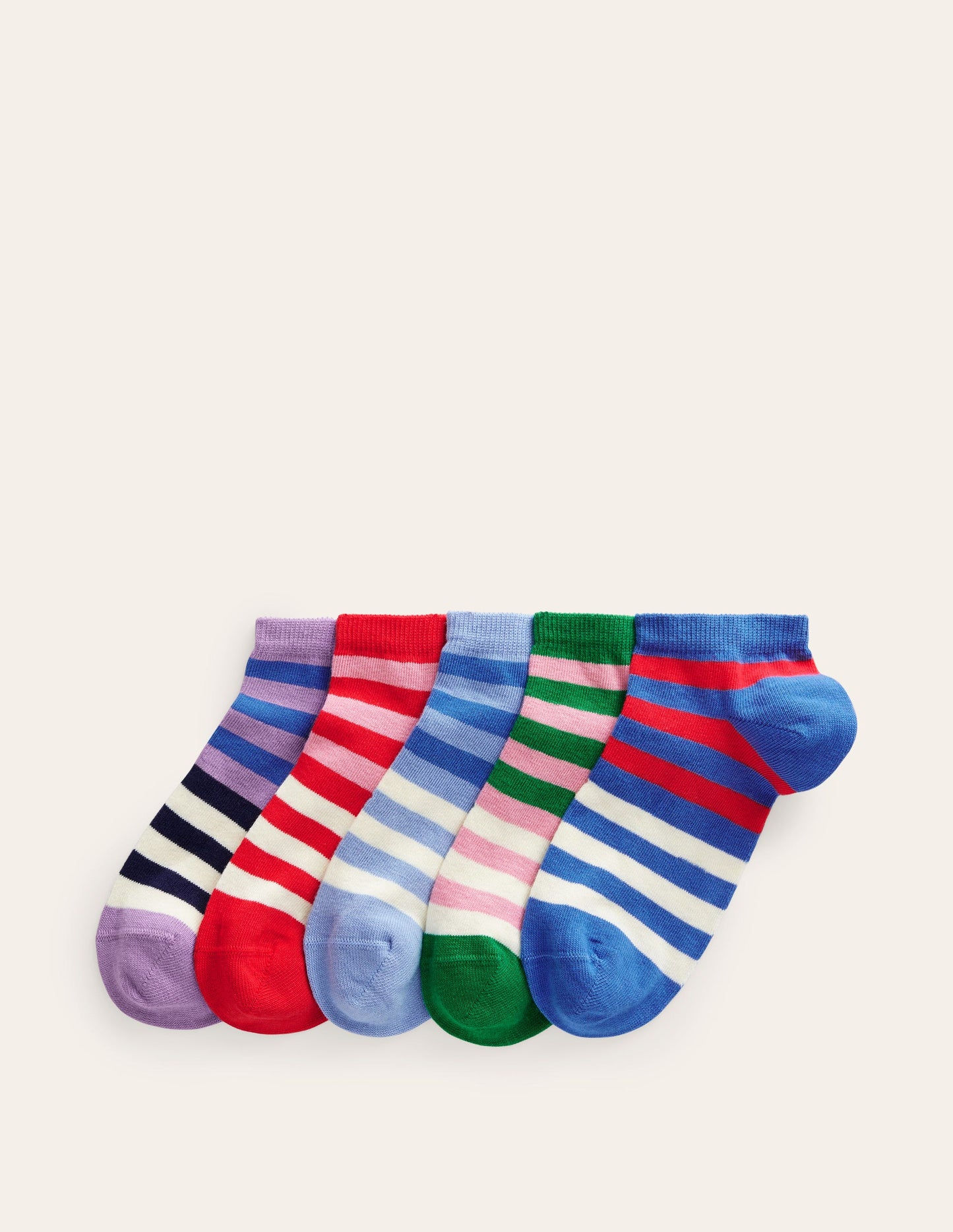 5 Pack Trainer Socks-Multi Colourblock Stripe