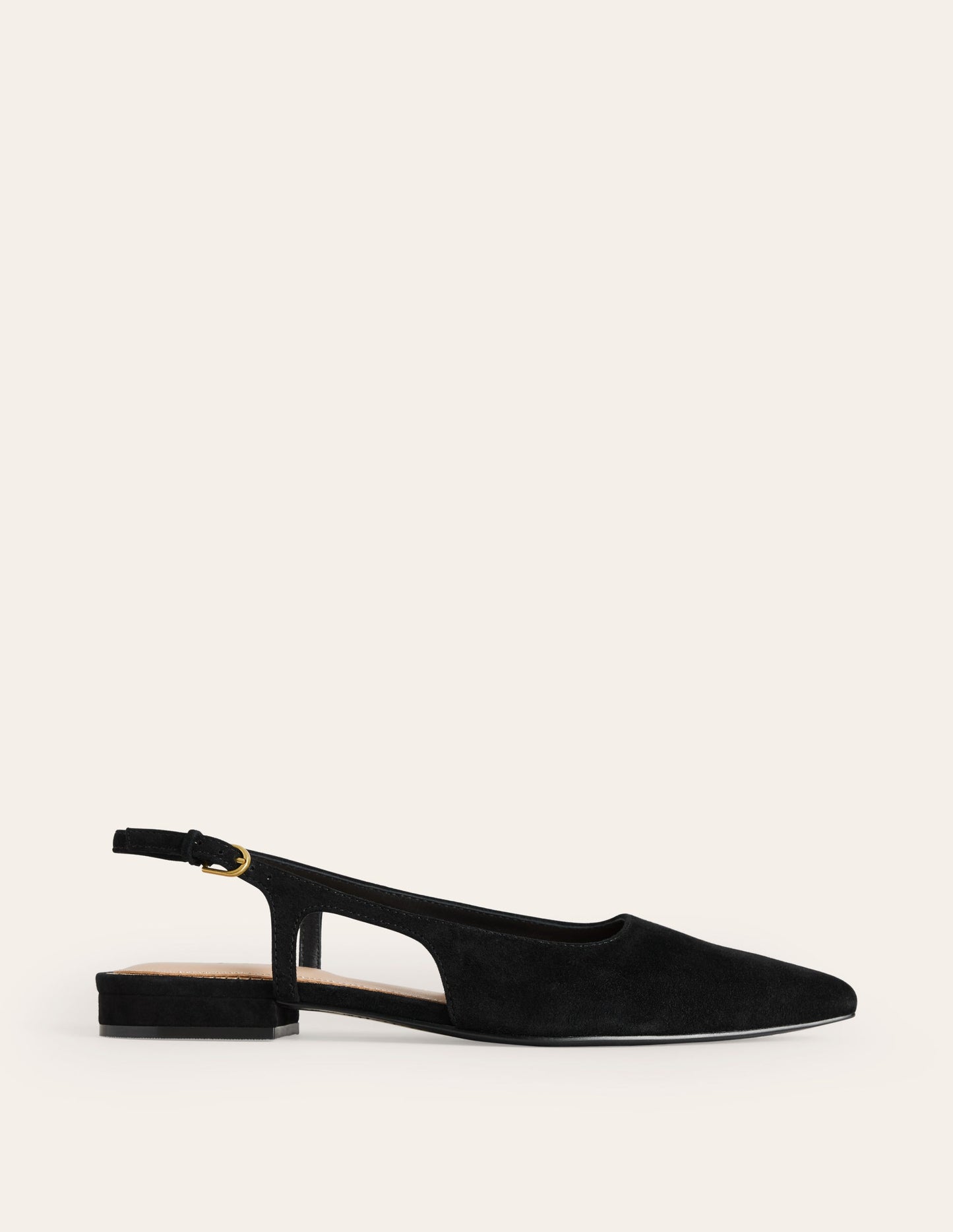 Cut Out Sling Back Flats-Black suede