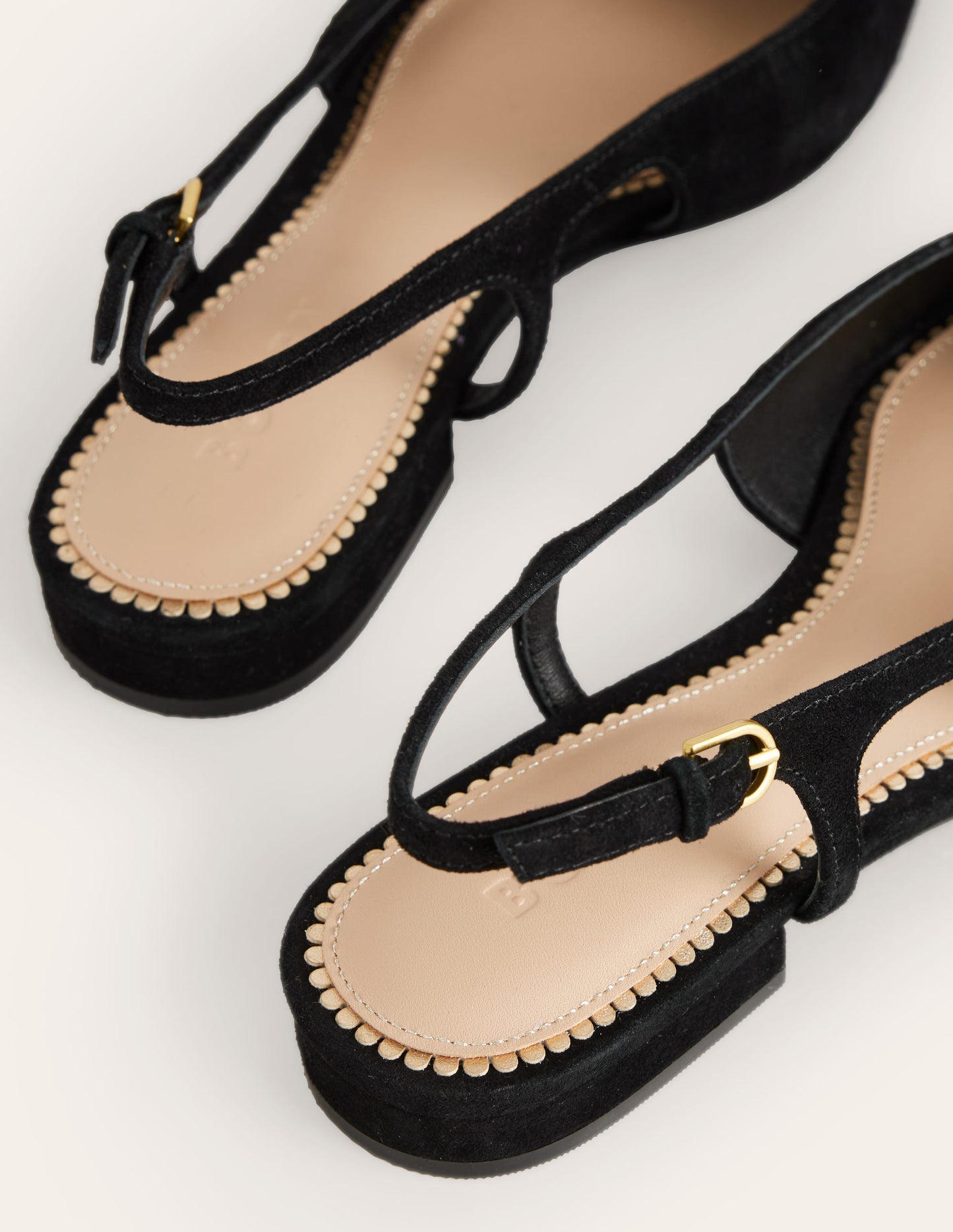 Cut Out Sling Back Flats-Black suede