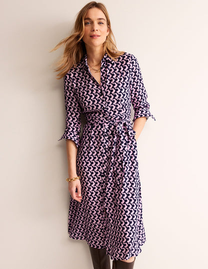 Kate Midi Shirt Dress-Orchid Pink, Arch Geo