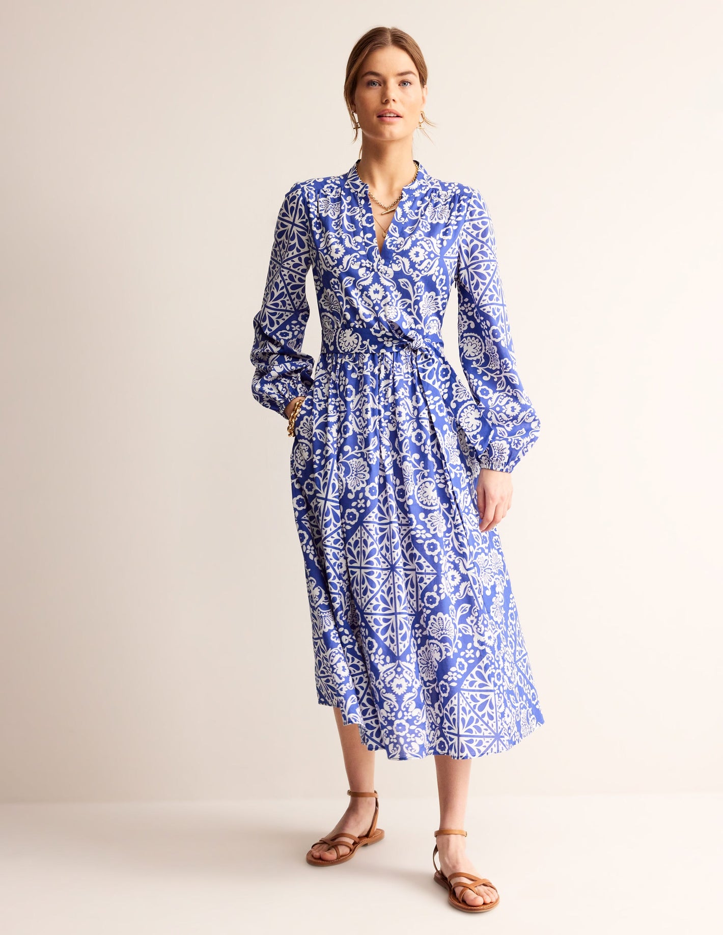 Jen Cotton Midi Dress-Surf the Web, Mosaic Terrace