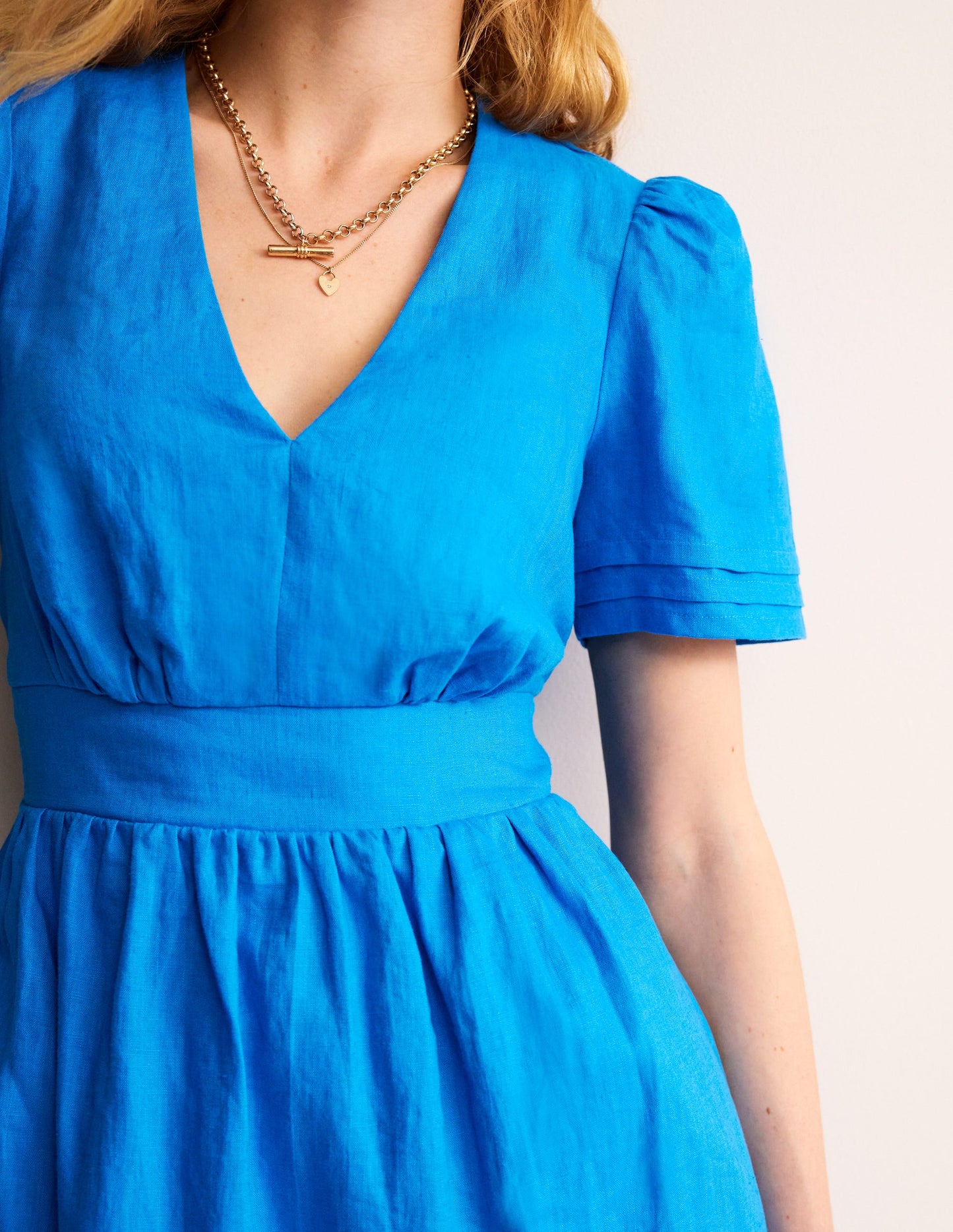 Eve Linen Short Dress-Brilliant Blue