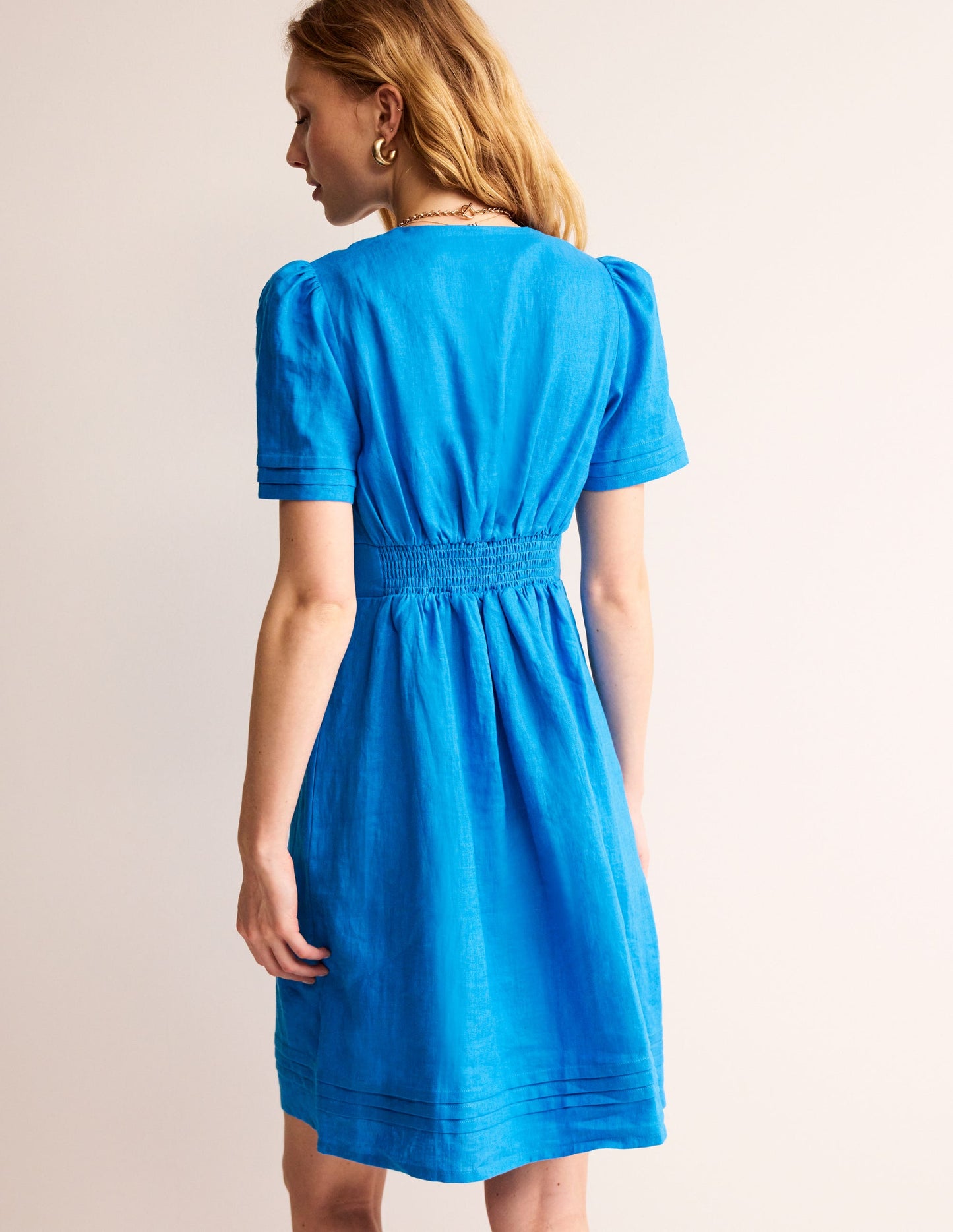 Eve Linen Short Dress-Brilliant Blue