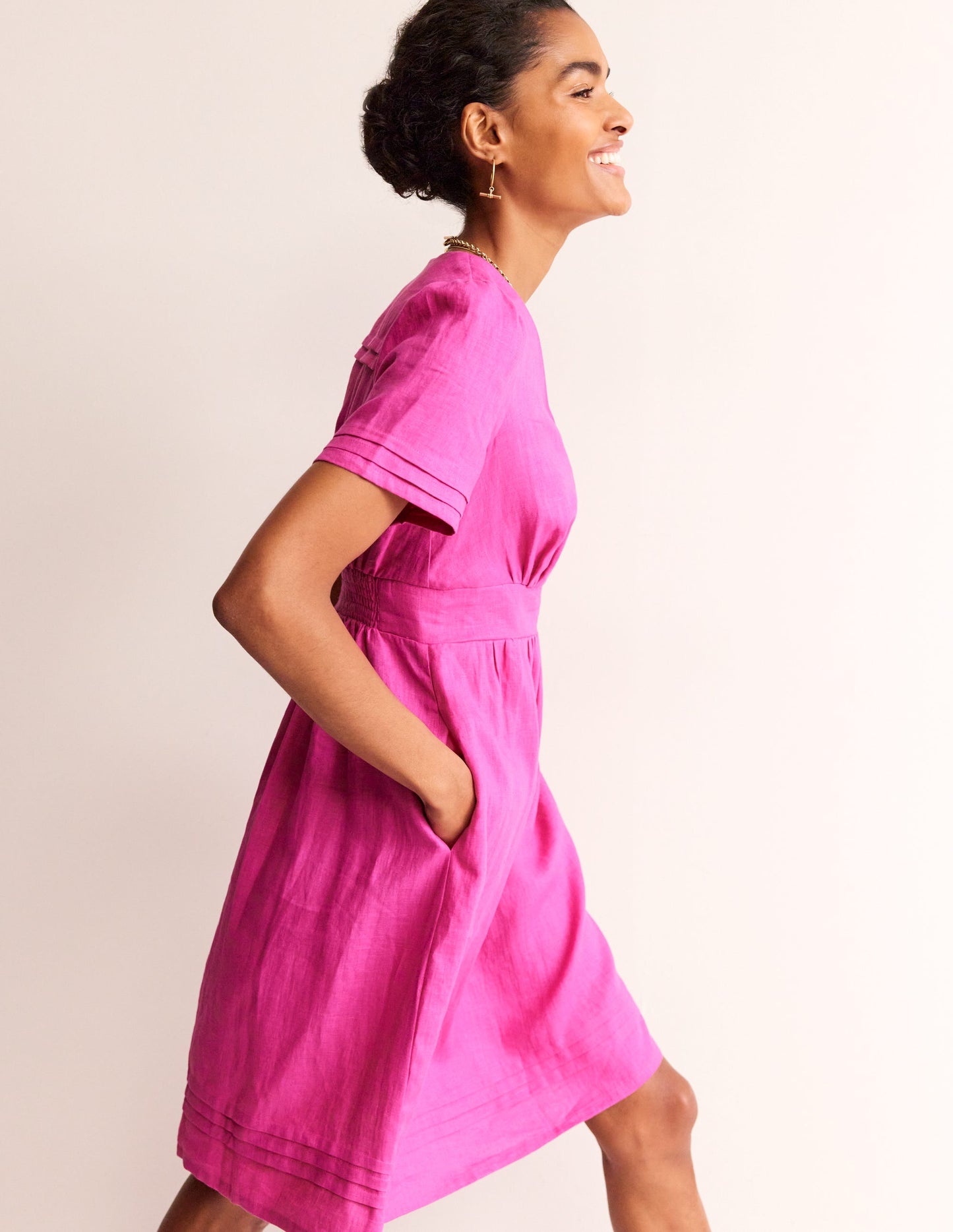 Eve Linen Short Dress-Rose Violet