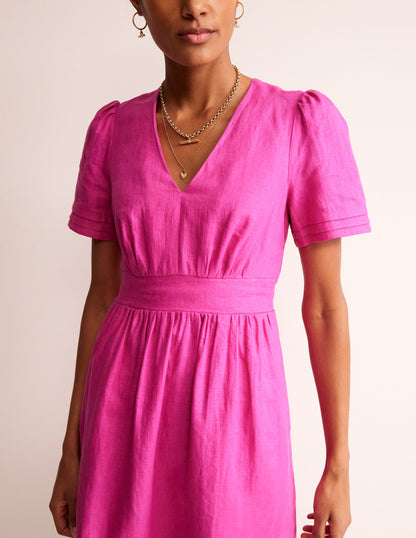 Eve Linen Short Dress-Rose Violet