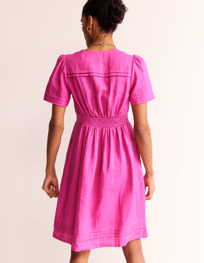 Eve Linen Short Dress-Rose Violet