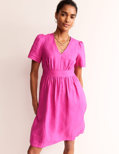 Eve Linen Short Dress-Rose Violet