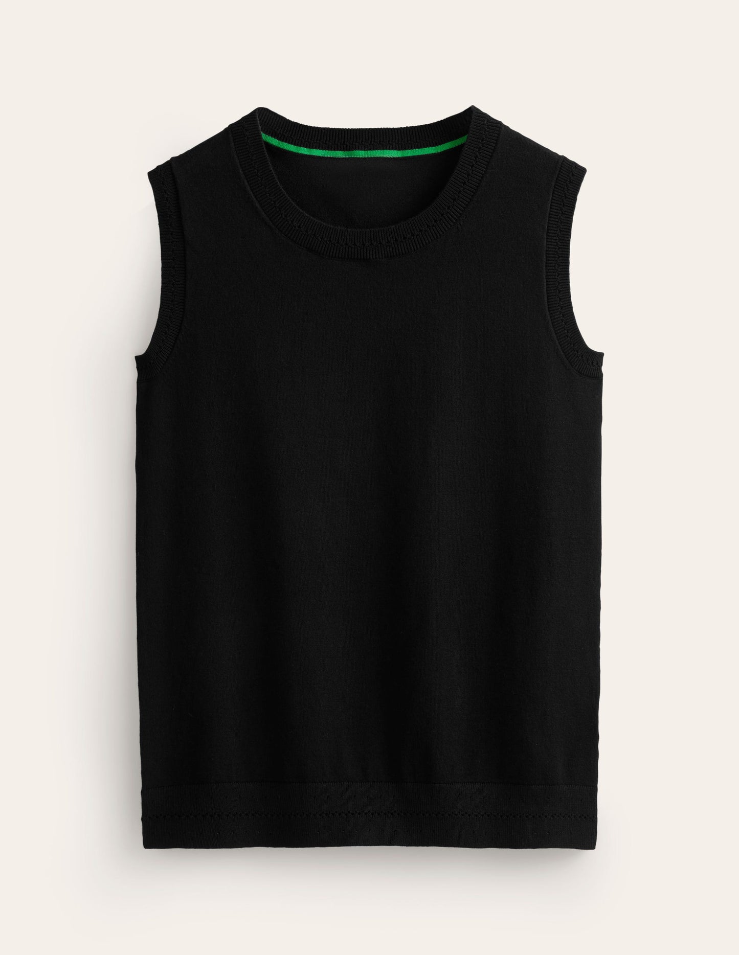 Catriona Crew Neck Cotton Tank-Black