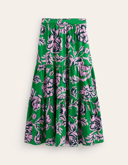 Lorna Tiered Maxi Skirt-Green, Rose Blush