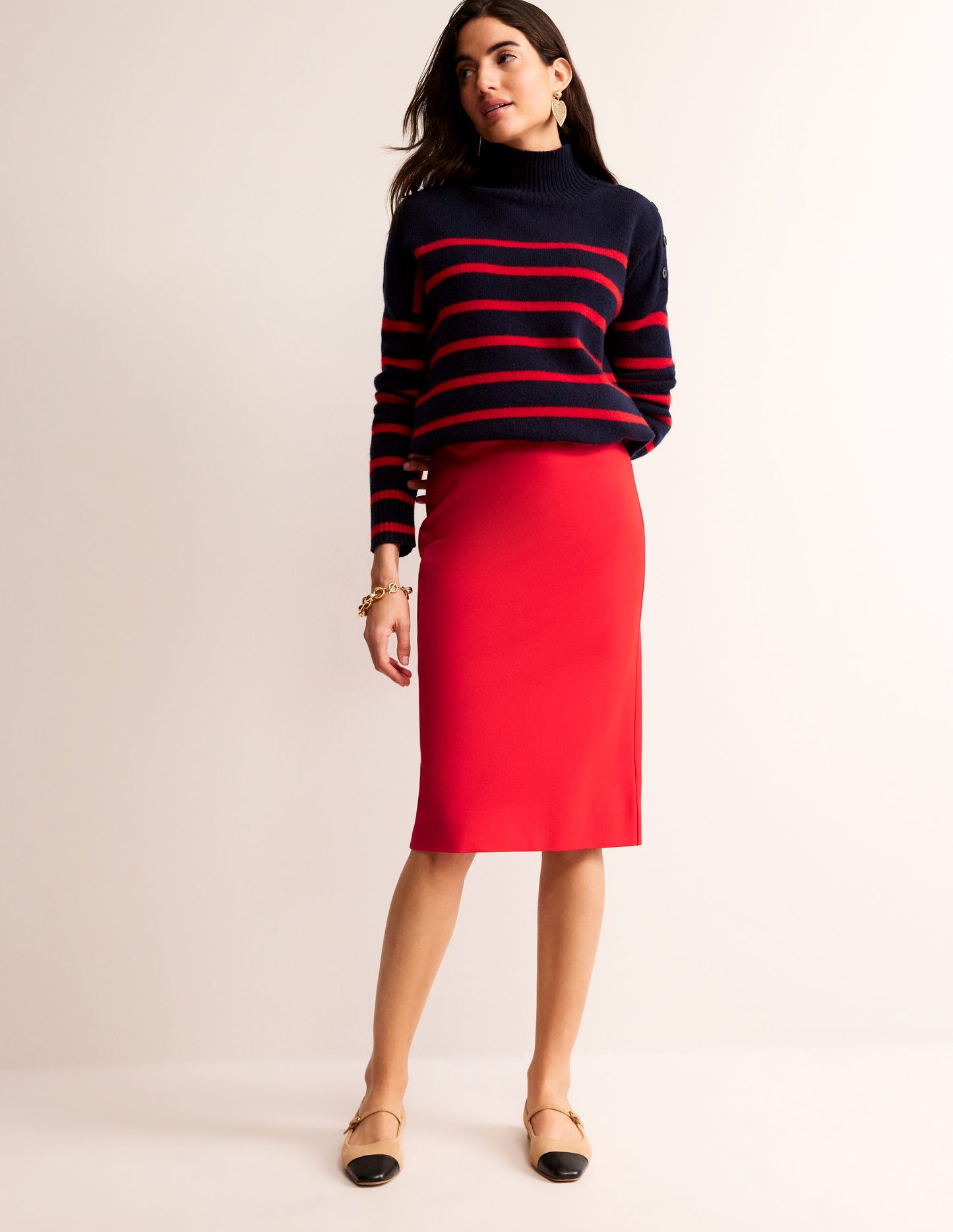 Hampshire Ponte Skirt-Hot Pepper