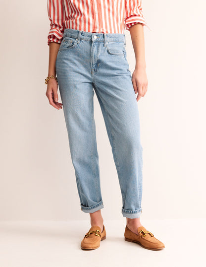 Mid Rise Tapered Jeans-Light Vintage