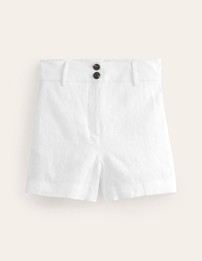 Westbourne Linen Shorts-White