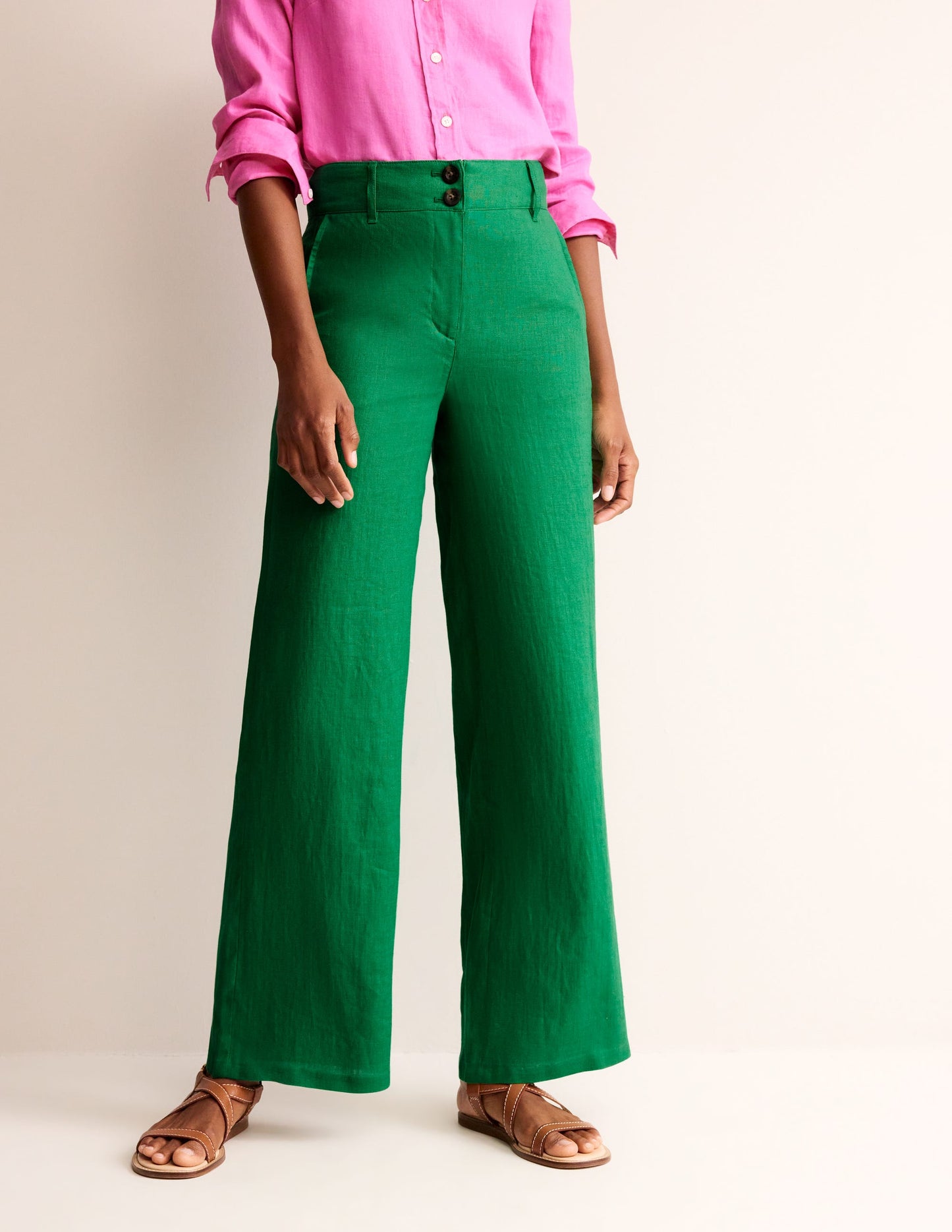 Westbourne Linen Pants-Green Tambourine