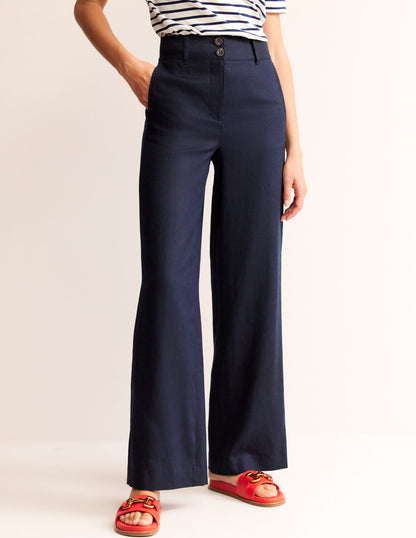 Westbourne Linen Pants-Navy