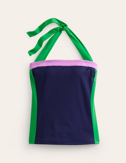 Santorini Tankini Top-Navy/ Green Colourblock