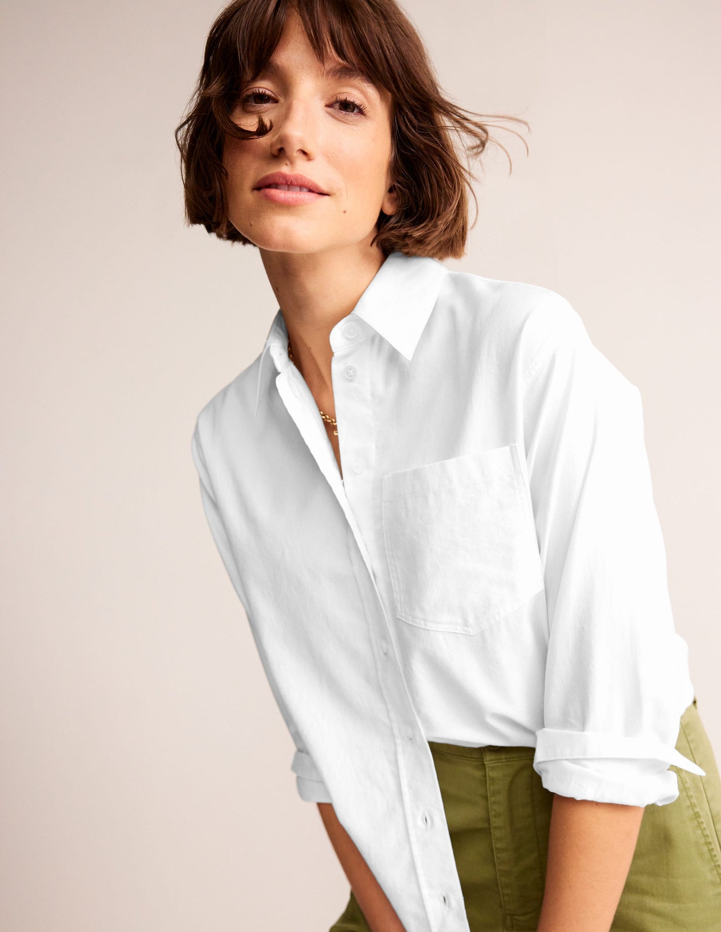 Connie Relaxed Cotton Shirt-White