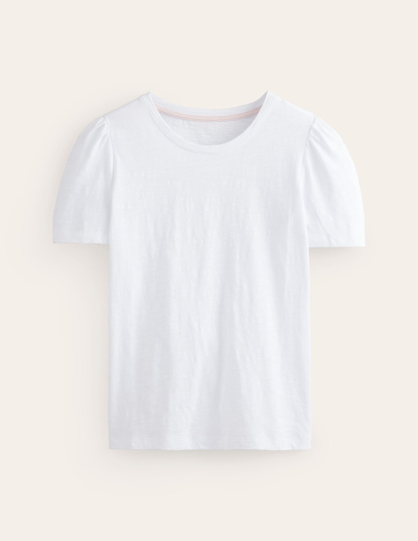 Cotton Puff Sleeve T-Shirt-White