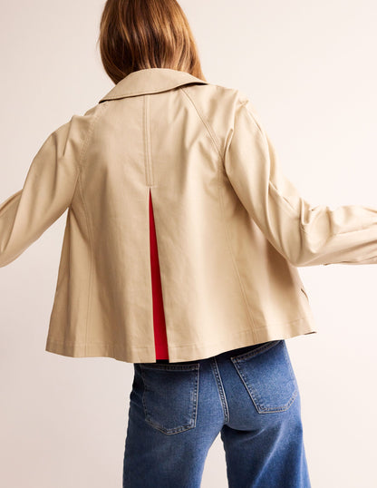 Cropped Trench Jacket-Neutral with Red Pop