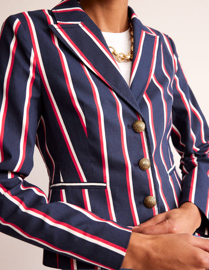 Canonbury Stripe Blazer-Navy, Red & White Stripe