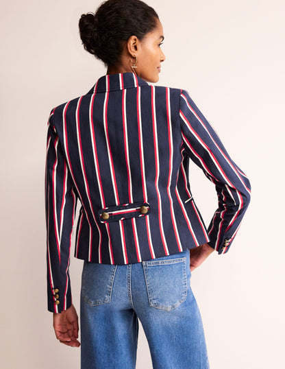 Canonbury Stripe Blazer-Navy, Red & White Stripe