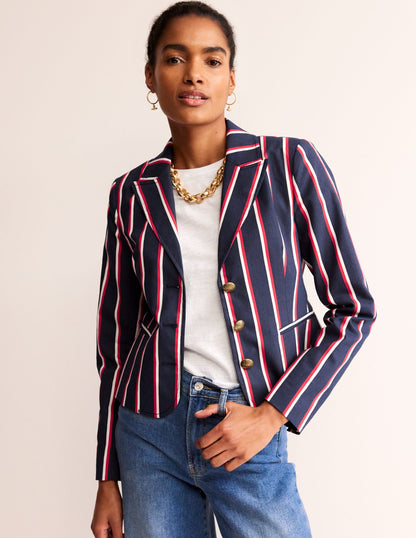 Canonbury Stripe Blazer-Navy, Red & White Stripe