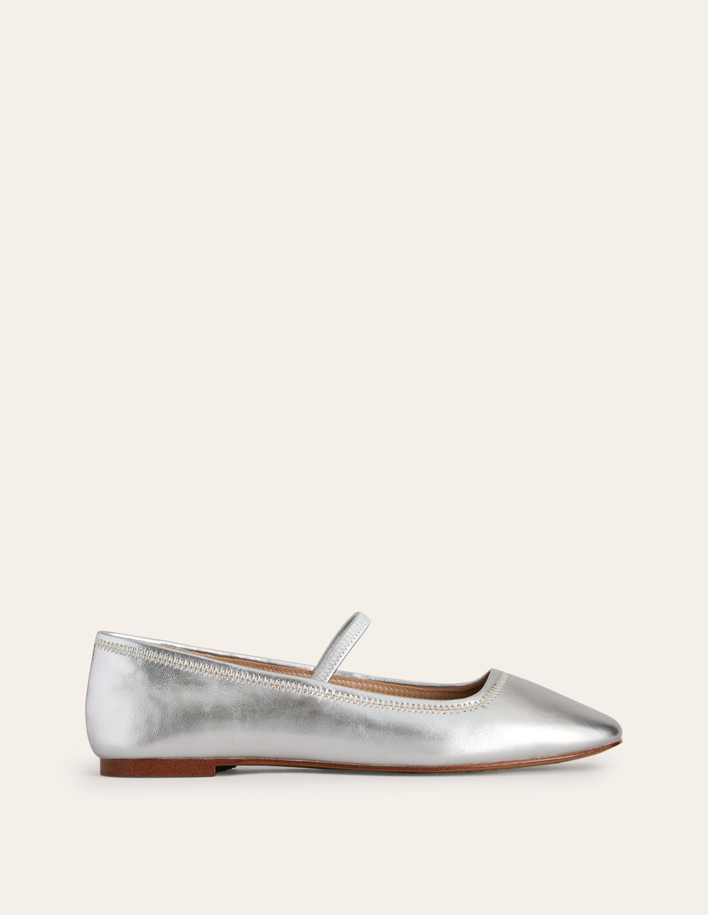 Thea Mary Jane Ballet Flat-Silver Metallic