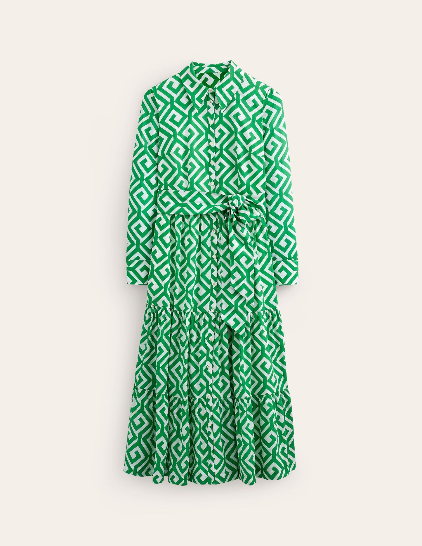 Flo Cotton Midi Shirt Dress-Green Tambourine, Maze