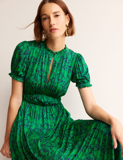 Rosanna Jersey Midi Tea Dress-Green Tambourine, Ottomi