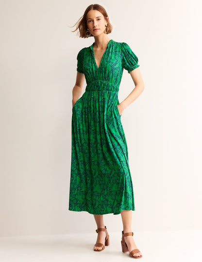 Rosanna Jersey Midi Tea Dress-Green Tambourine, Ottomi