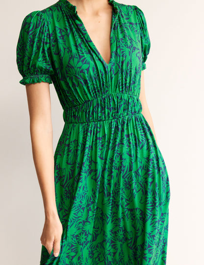 Rosanna Jersey Midi Tea Dress-Green Tambourine, Ottomi