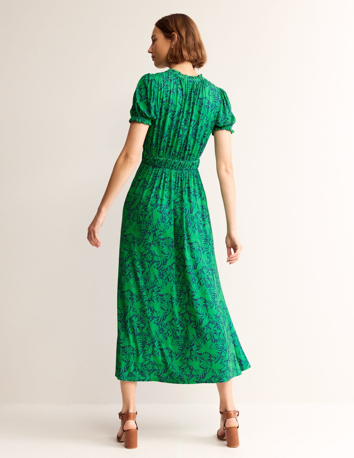 Rosanna Jersey Midi Tea Dress-Green Tambourine, Ottomi