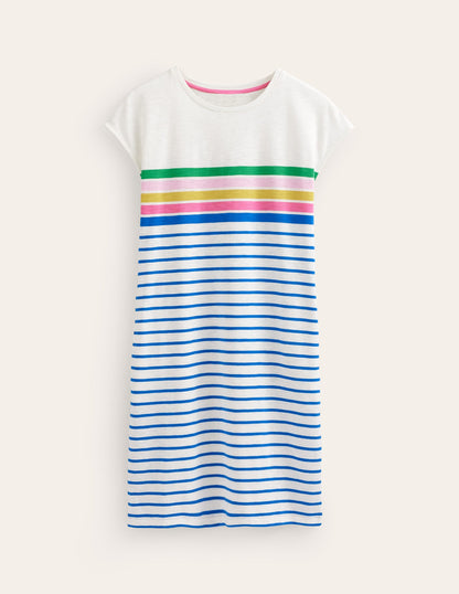 Leah Jersey T-shirt Dress-Green, Sangria Multistripe