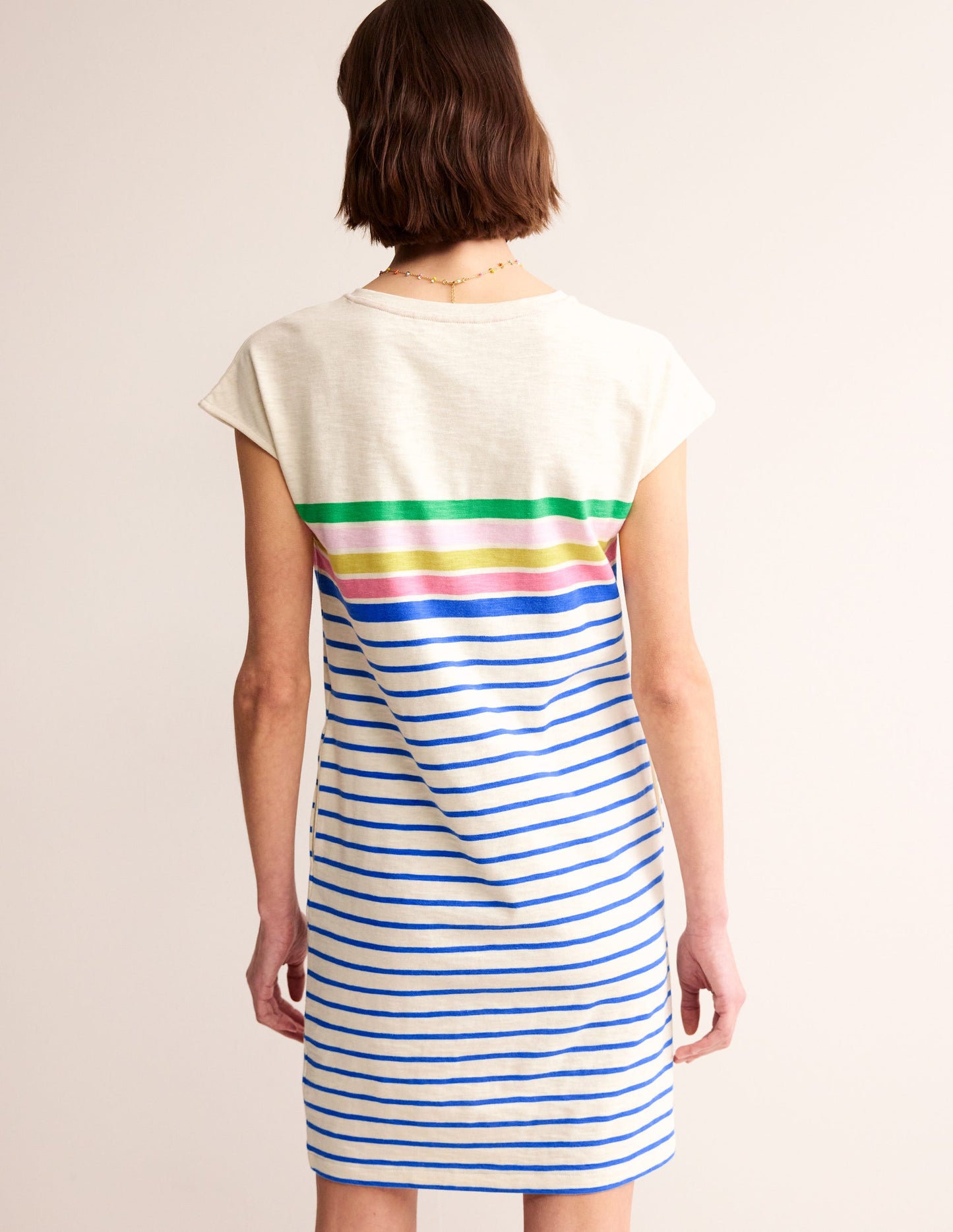 Leah Jersey T-shirt Dress-Green, Sangria Multistripe