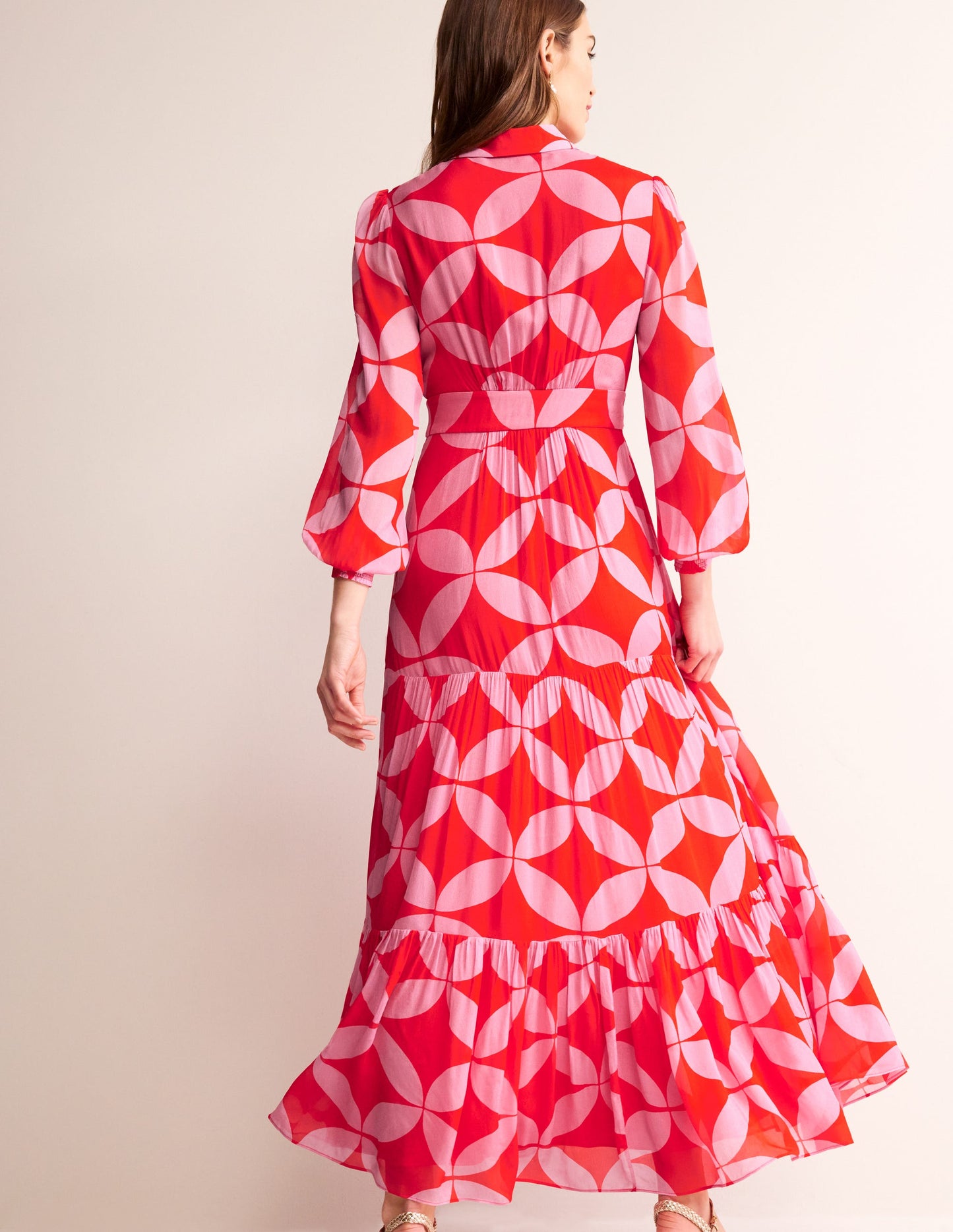 Occasion Maxi Shirt Dress-Flame Scarlet, Diamond Terrace