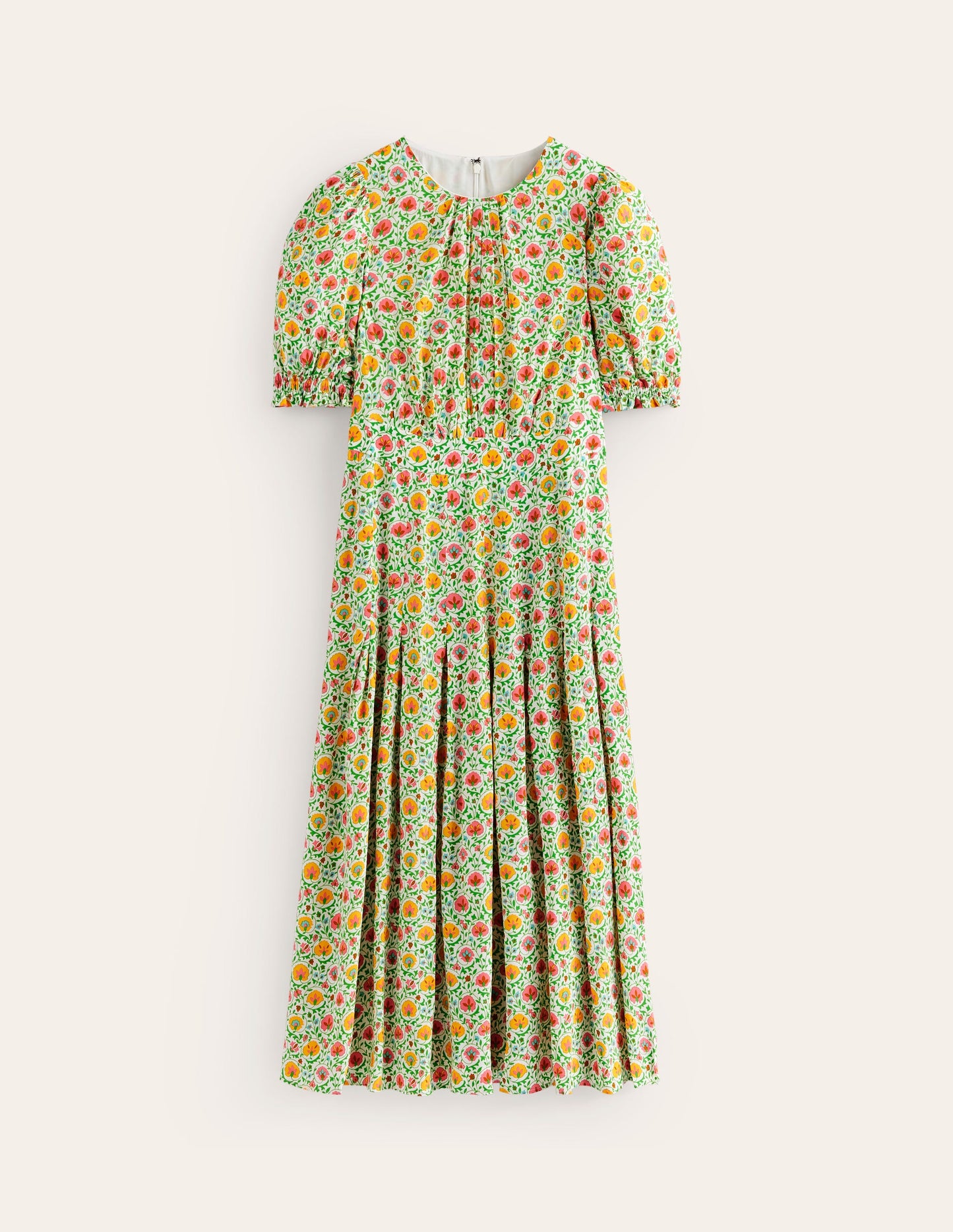 Liv Pleat Detail Midi Dress-Rolling Hills, Bloom