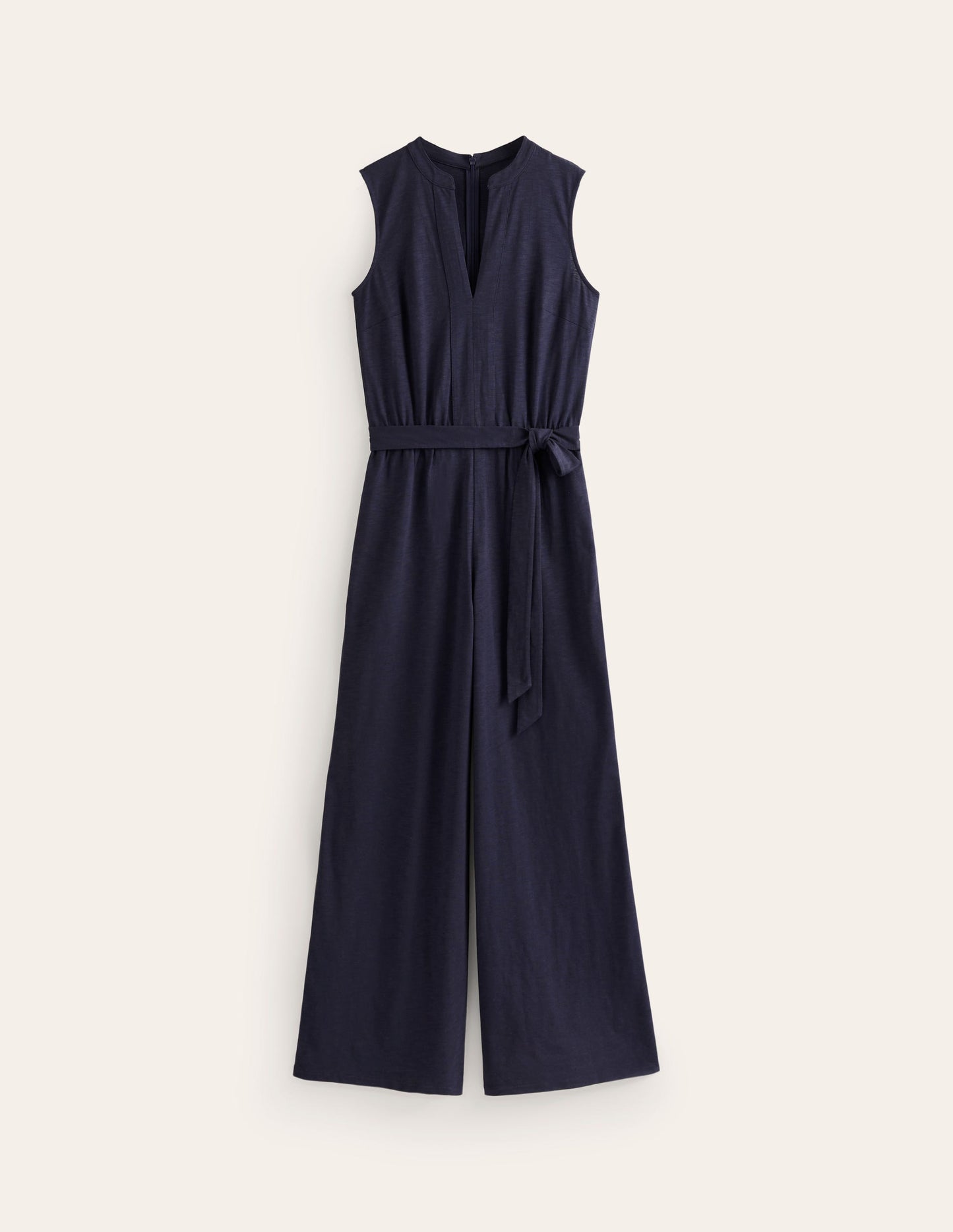 Naomi Notch Jersey Jumpsuit-Navy