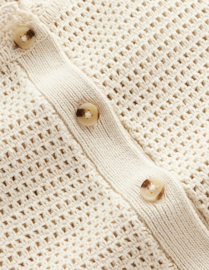 Textured Scallop Cardigan-Warm Ivory