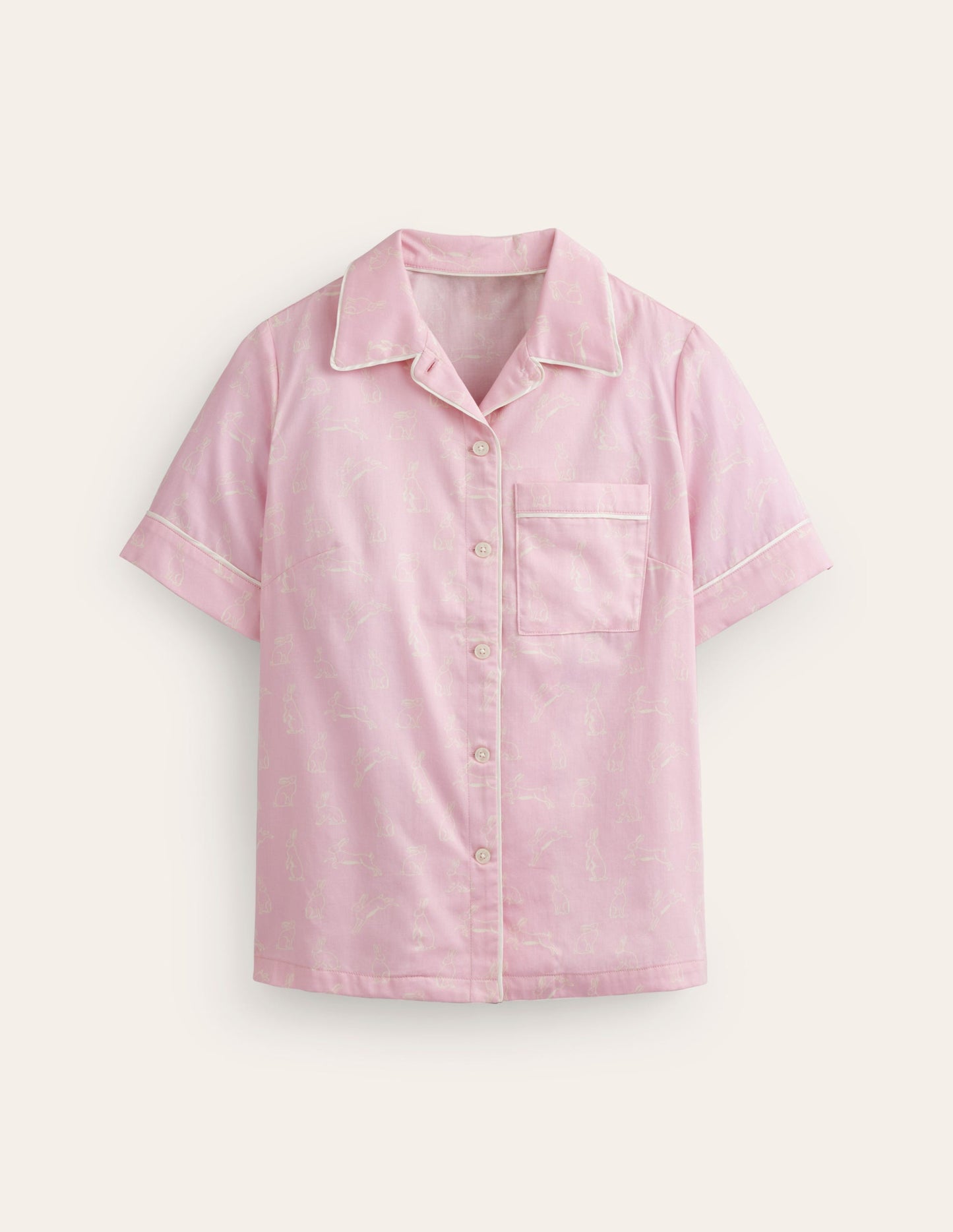 Short Sleeve Pyjama Top-Pink, Bunny Hop