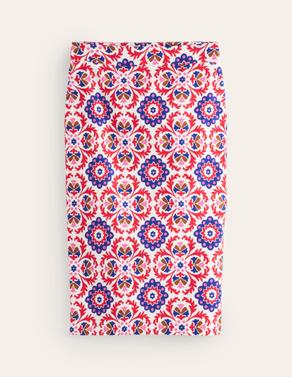 Printed Pencil Skirt-Rubicondo, Mosaic Bloom